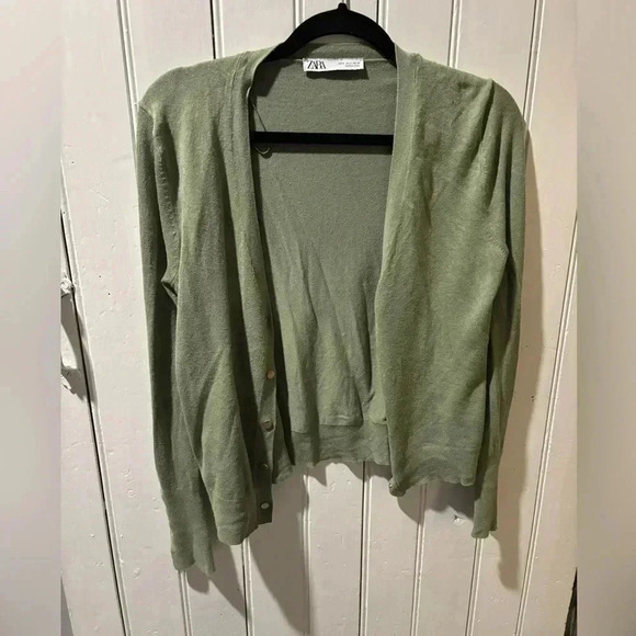 Zara  Women's Green and Khaki Cardigan - Picture 9 of 10